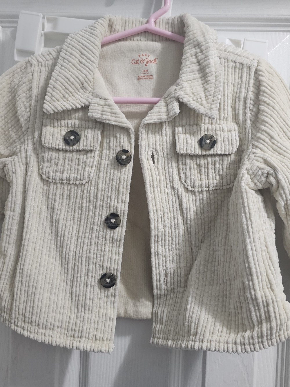 Boys Cat & Jack Cream Corduroy Button-Front Jacket